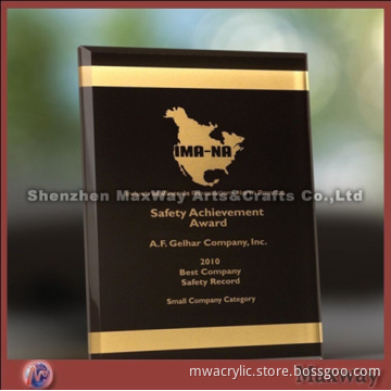 Black Acrylic/Plexiglass Trophy/Letterweight/Gift with Logo
